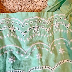 Cat &Jack Girls Mint Dress with White Embroidery Details.
